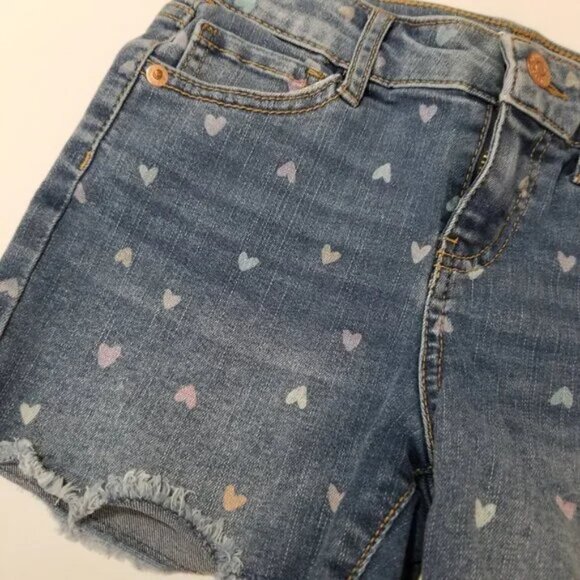 🔴 Cat and Jack little girl heart print denim shorts size M (8) (F20) - Picture 6 of 10